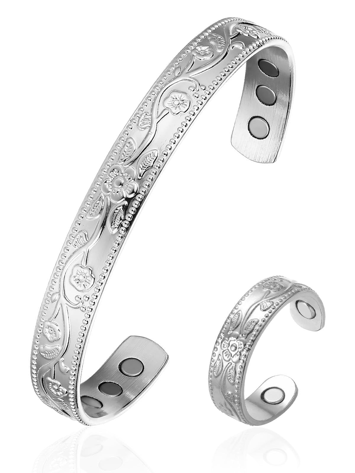 BioMag Copper Magnetic Bracelet Set for Women Men, Pure Copper Jewelry Gift
