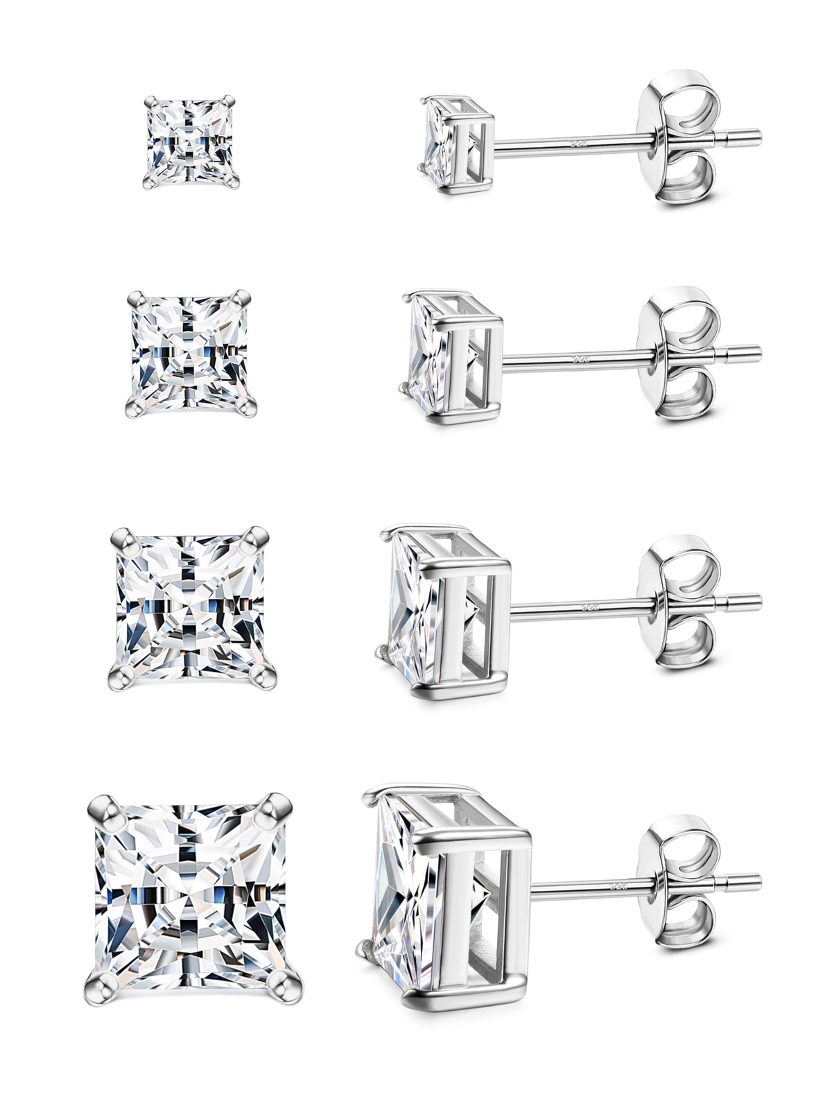 MILACOLATO S925 Sterling Silver Stud Earrings for Women Men Hypoallergenic 18K Gold Plated Cubic Zirconia Earrings Studs Brilliant Simulated Diamond Halo Earring for Sensitive Ears