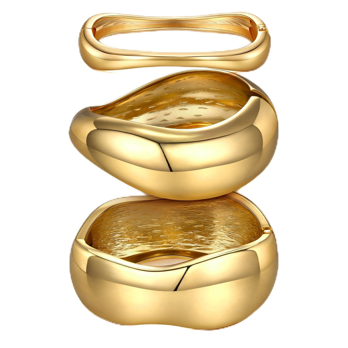 Chunky Gold Bangle Bracelets for Women Trendy 14K Gold Plated Cuff Bracelets Stack, Dainty Gold Bracelet Sets Non Tarnish Fashion Jewelry Gift