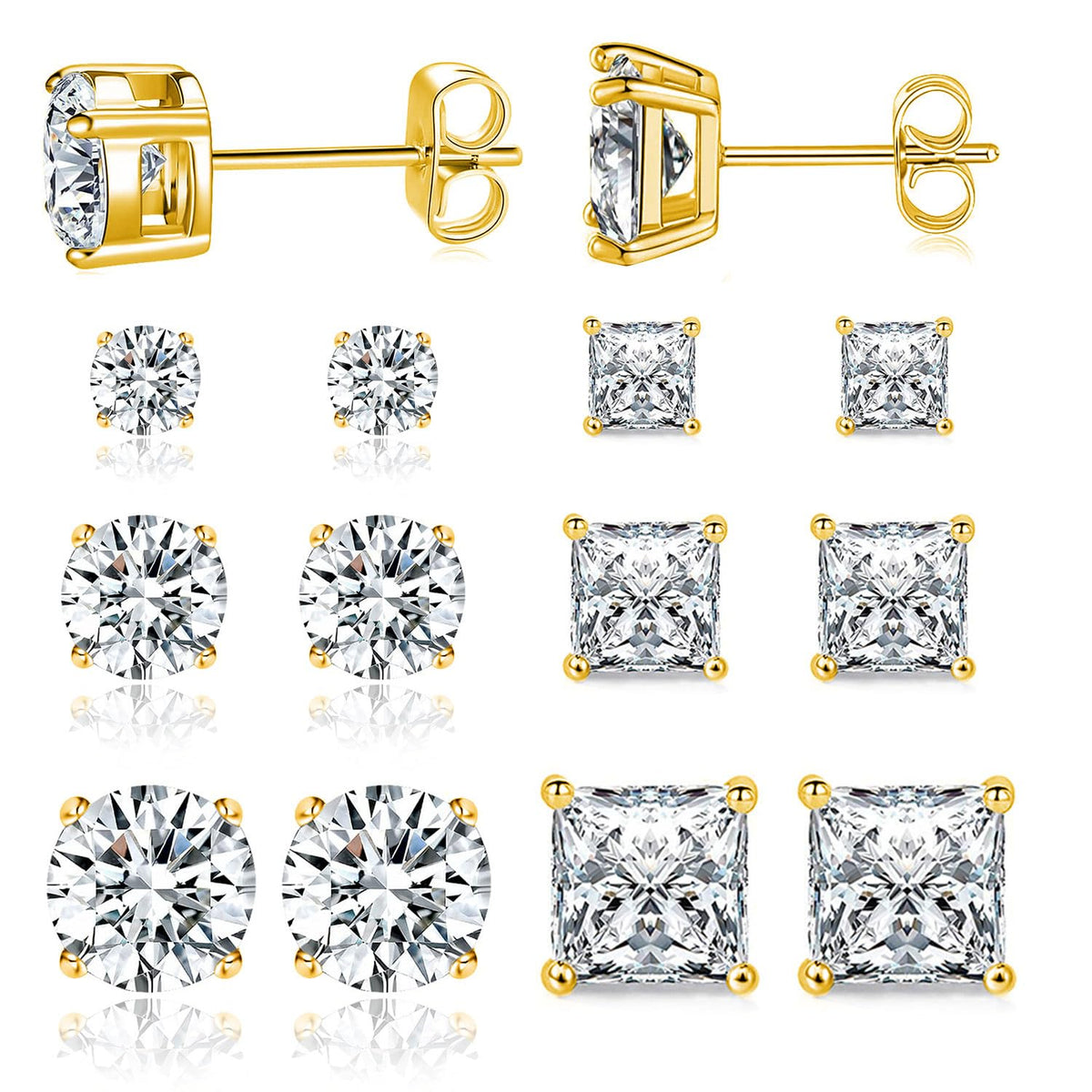 MDFUN 6 Pairs Stud Earrings for Men Women 316L Stainless Steel Earring