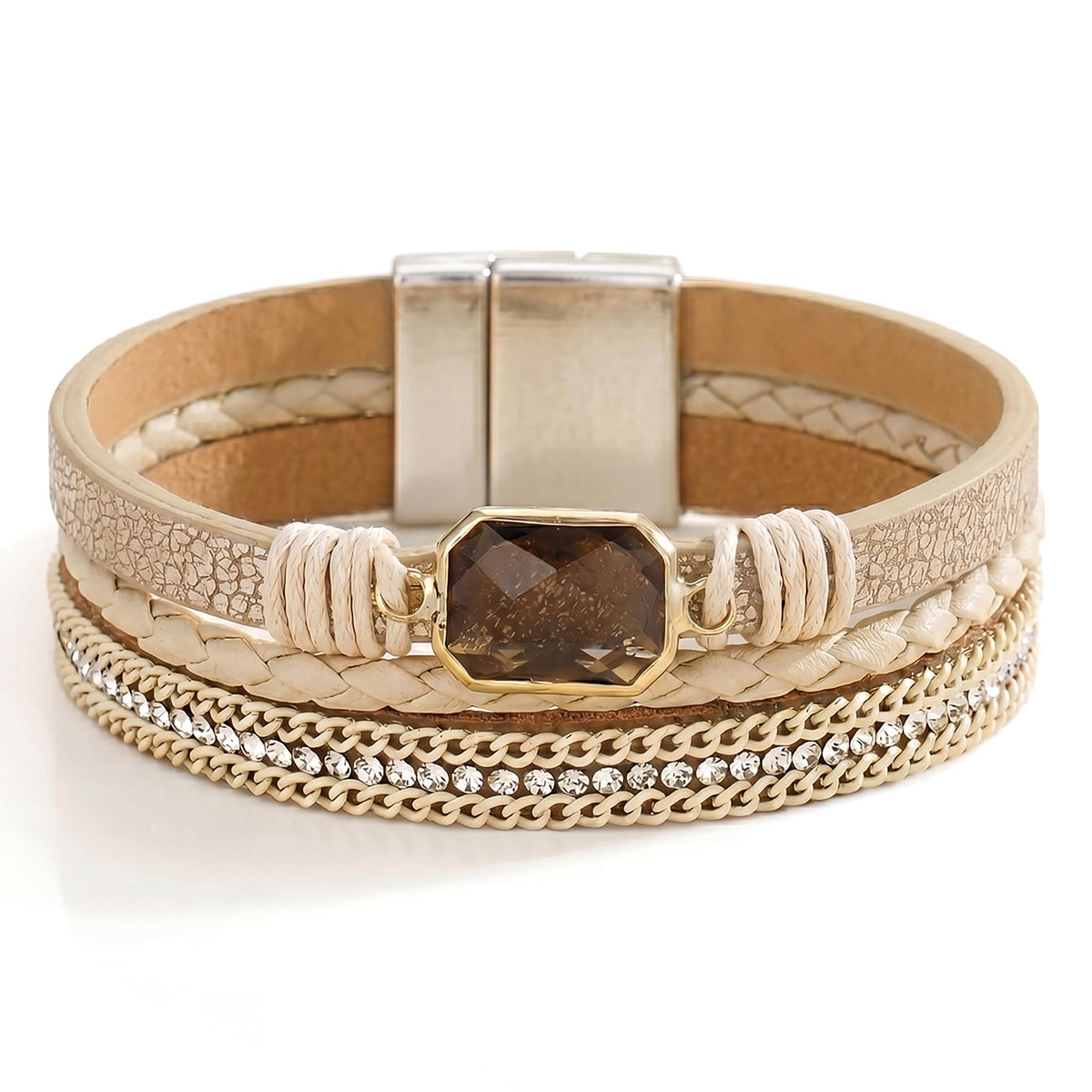 Fesciory Leather Wrap Bracelet for Women, Boho Western Layered Cuff Jewelry