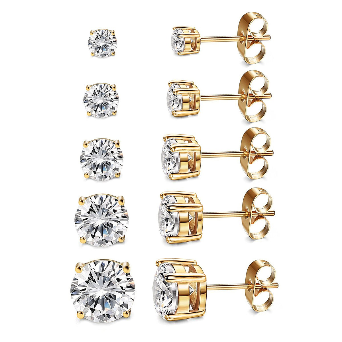 Kainier Women's 14K Gold Plated CZ Stud Earrings Hypoallergenic studs