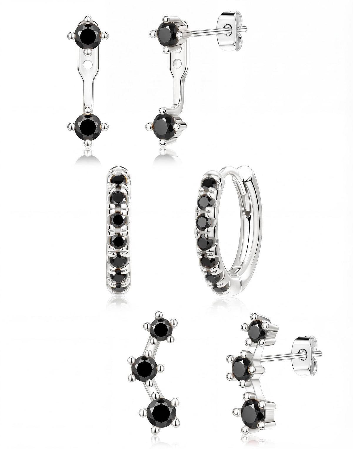 3 Pairs Dainty Small Earrings Set for Women Trendy, Birthstone Stud Huggie Hoop Jacket Stack for Cartilage Helix, Gold Plated Hypoallergenic Cute Women Fashion Accessories Western Jewelry Gifts
