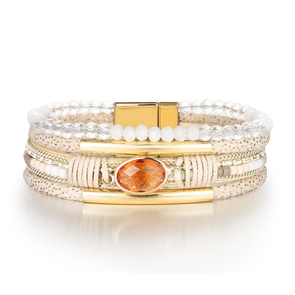Edoneery Leather Wrap Bracelets for Women, Boho Layered Cuff Bangle
