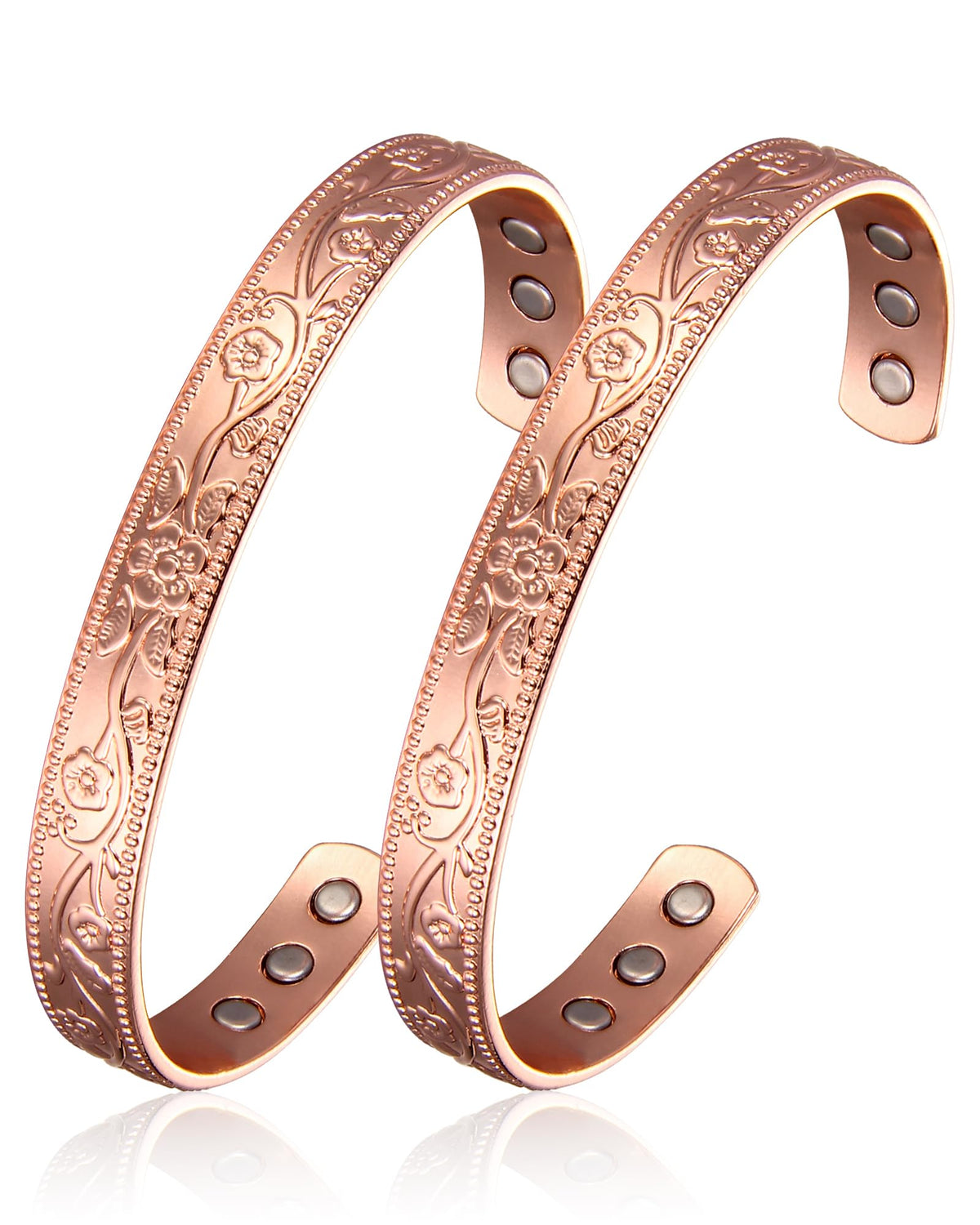 BioMag Copper Magnetic Bracelet Set for Women Men, Pure Copper Jewelry Gift