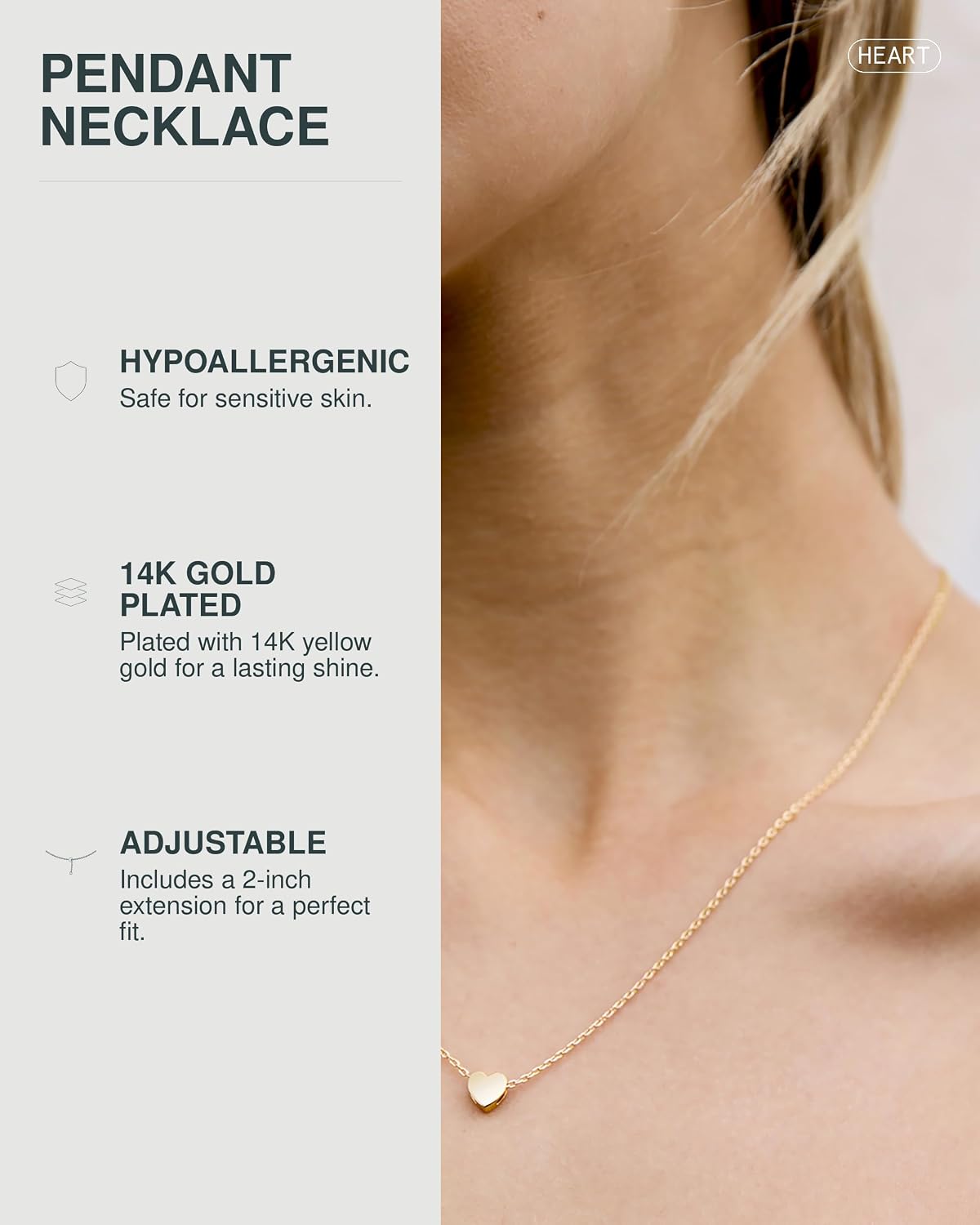 PAVOI 14K Gold Plated Heart Necklaces for Women, Cubic Zirconia Pendant