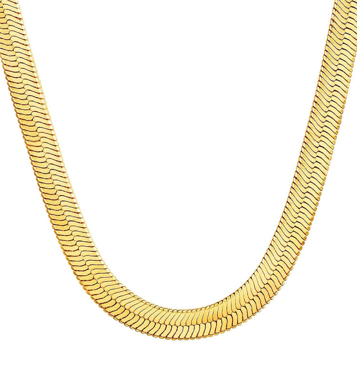DEARMAY 14K Gold Plated Herringbone Necklaces for Women, Dainty Gold Snake Choker Chain Non Tarnish Trendy Simple Thin & Chunky Options Neckalce 1.5/3/5/6/8mm Chain Jewelry for Gifts