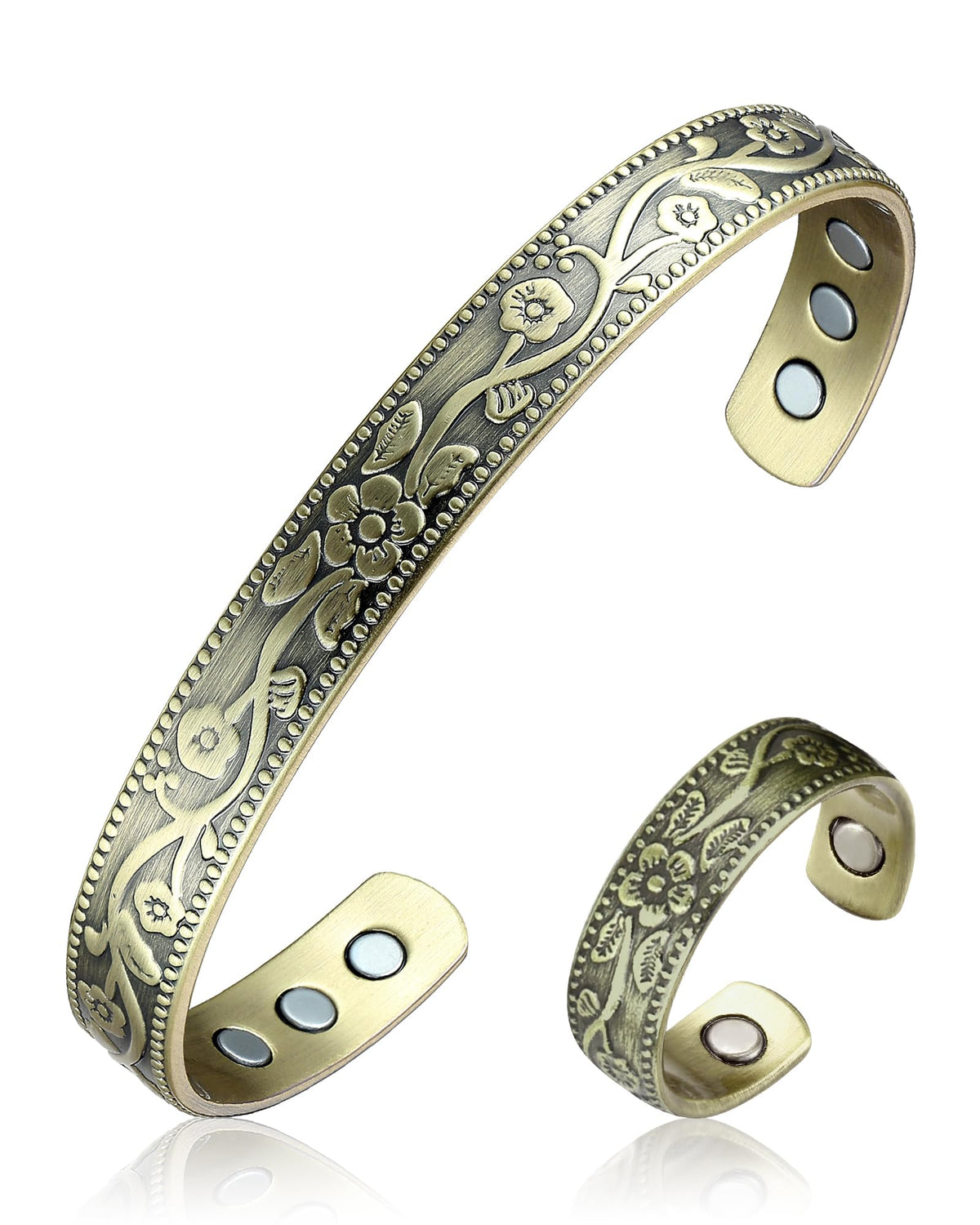 BioMag Copper Magnetic Bracelet Set for Women Men, Pure Copper Jewelry Gift