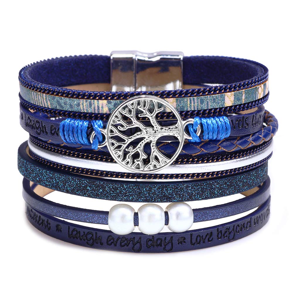 Fesciory Leather Wrap Bracelet for Women, Boho Western Layered Cuff Jewelry
