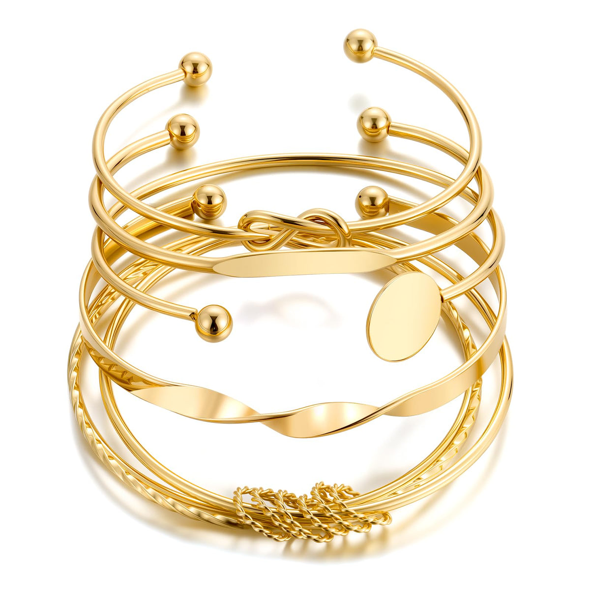 ÌF ME Gold Bangle Bracelets for Women, Indian Bangles Stackable Set, Multi Layer Textured 18K Gold Plated Chunky Bracelets Boho Jewelrys Set