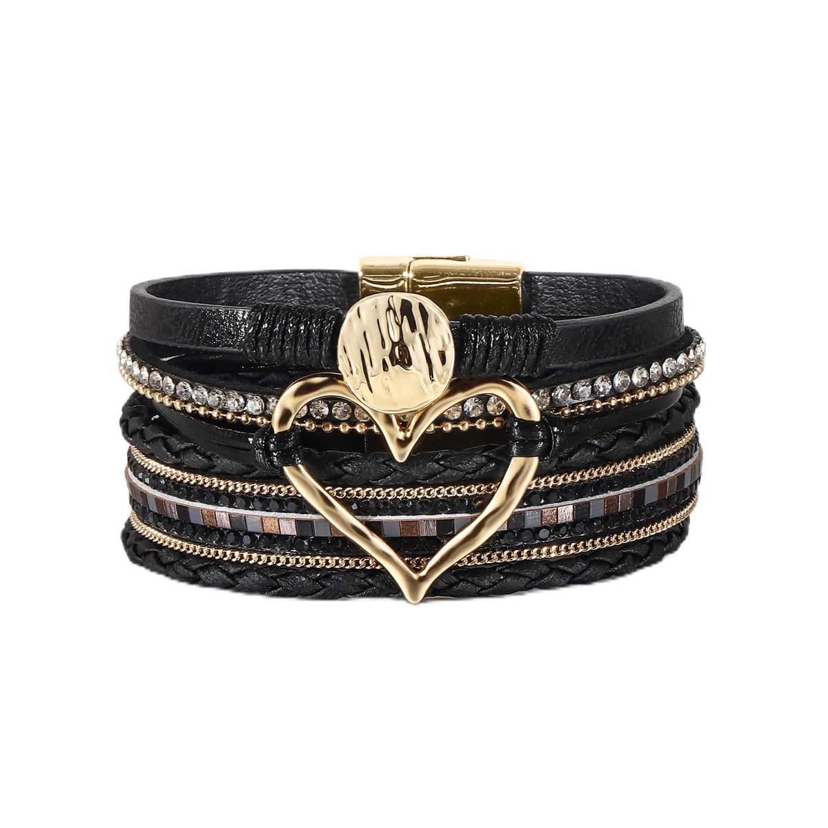 Edoneery Leather Wrap Bracelets for Women, Boho Layered Cuff Bangle