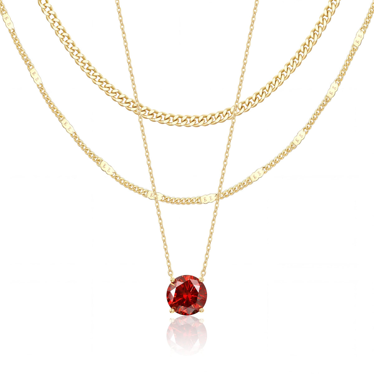 WomenGifts Layered Gold Necklaces for Women, 14K Gold Sterling Silver Plated Dainty Pendant Necklace Set Non Tarnish, Chunky Stackable Cuban Chain Choker, Trendy Birthstone Vacation Jewelry Gift