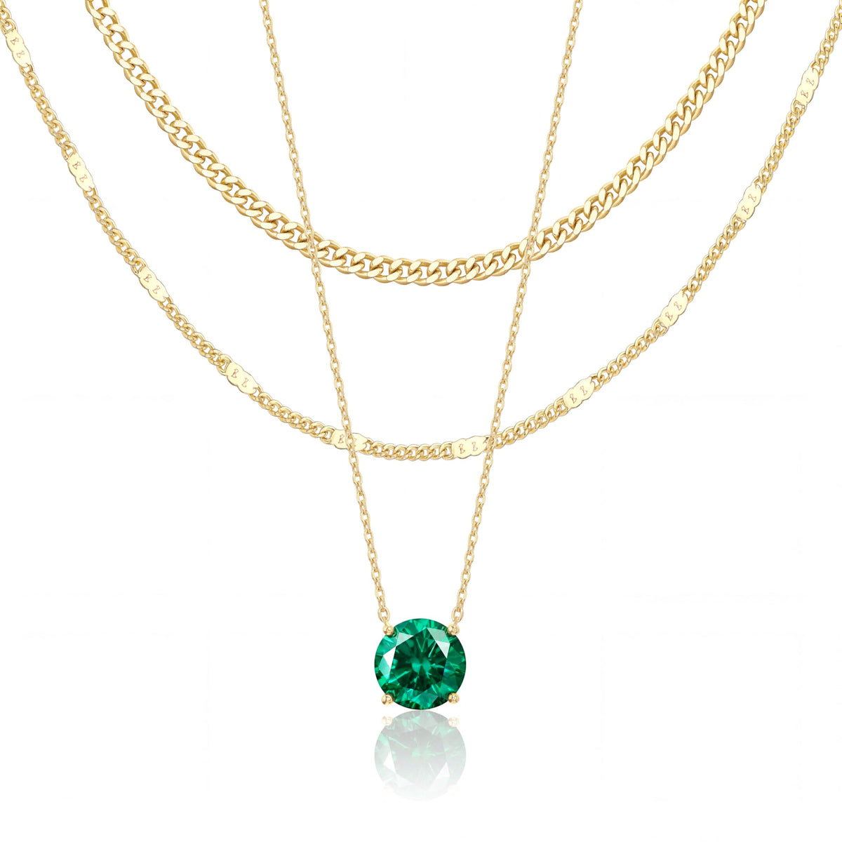 WomenGifts Layered Gold Necklaces for Women, 14K Gold Sterling Silver Plated Dainty Pendant Necklace Set Non Tarnish, Chunky Stackable Cuban Chain Choker, Trendy Birthstone Vacation Jewelry Gift