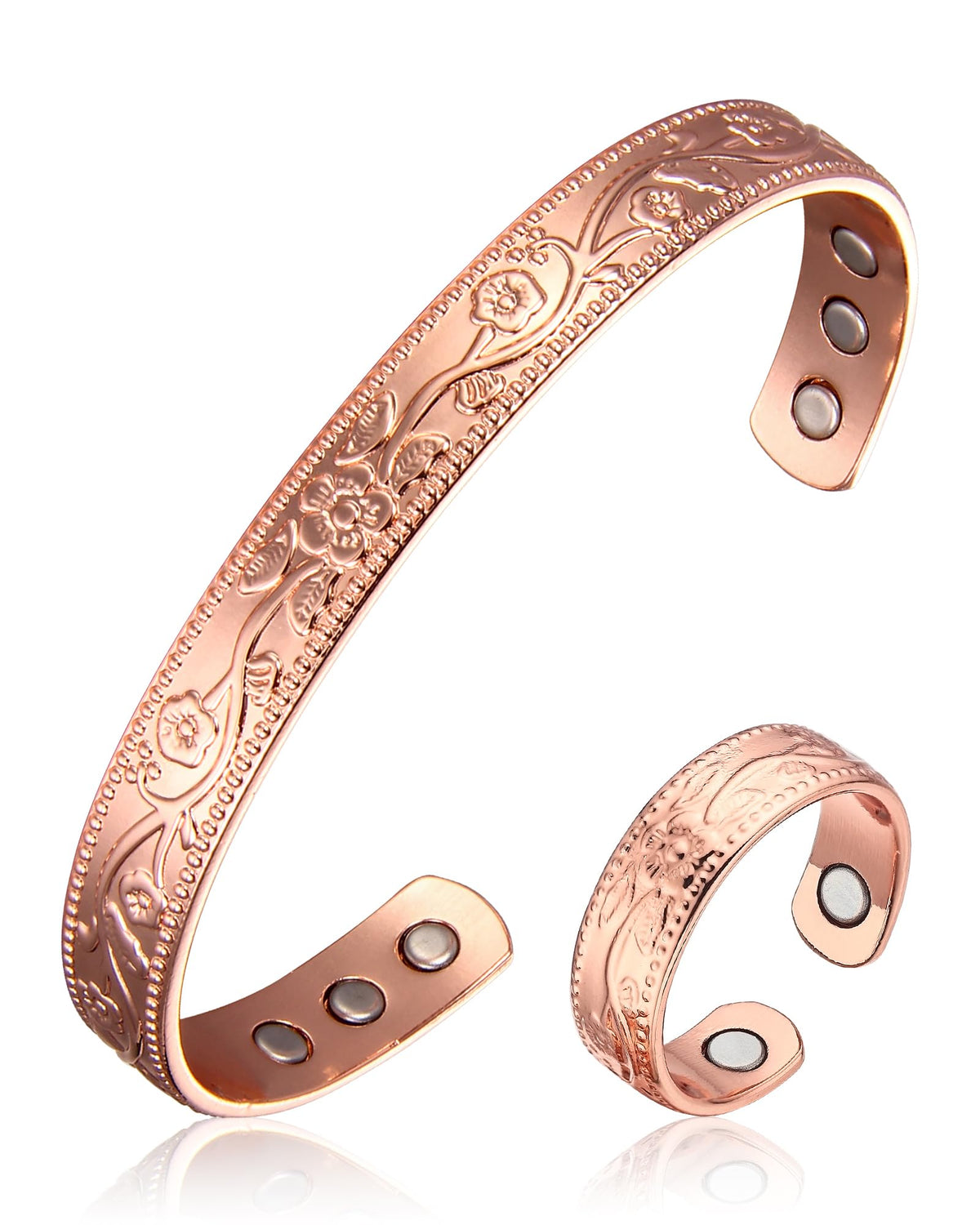 BioMag Copper Magnetic Bracelet Set for Women Men, Pure Copper Jewelry Gift