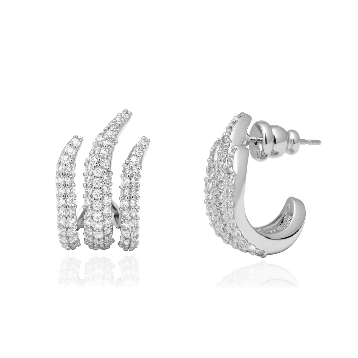 Obidos 14K Gold Plated Illusion Stud Earrings for Women | Triple Huggie Hoop Earrings for One Hole| Trendy Simple Hypoallergenic Fashion Accessories Gold Jewelry Gifts for Womens