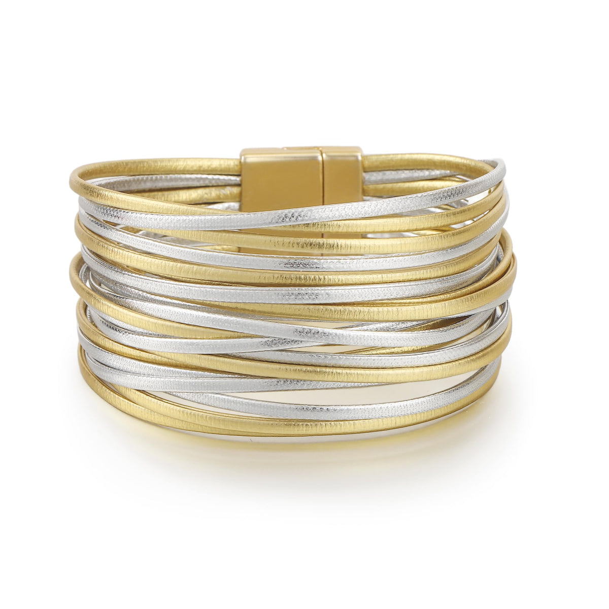Edoneery Leather Wrap Bracelets for Women, Boho Layered Cuff Bangle