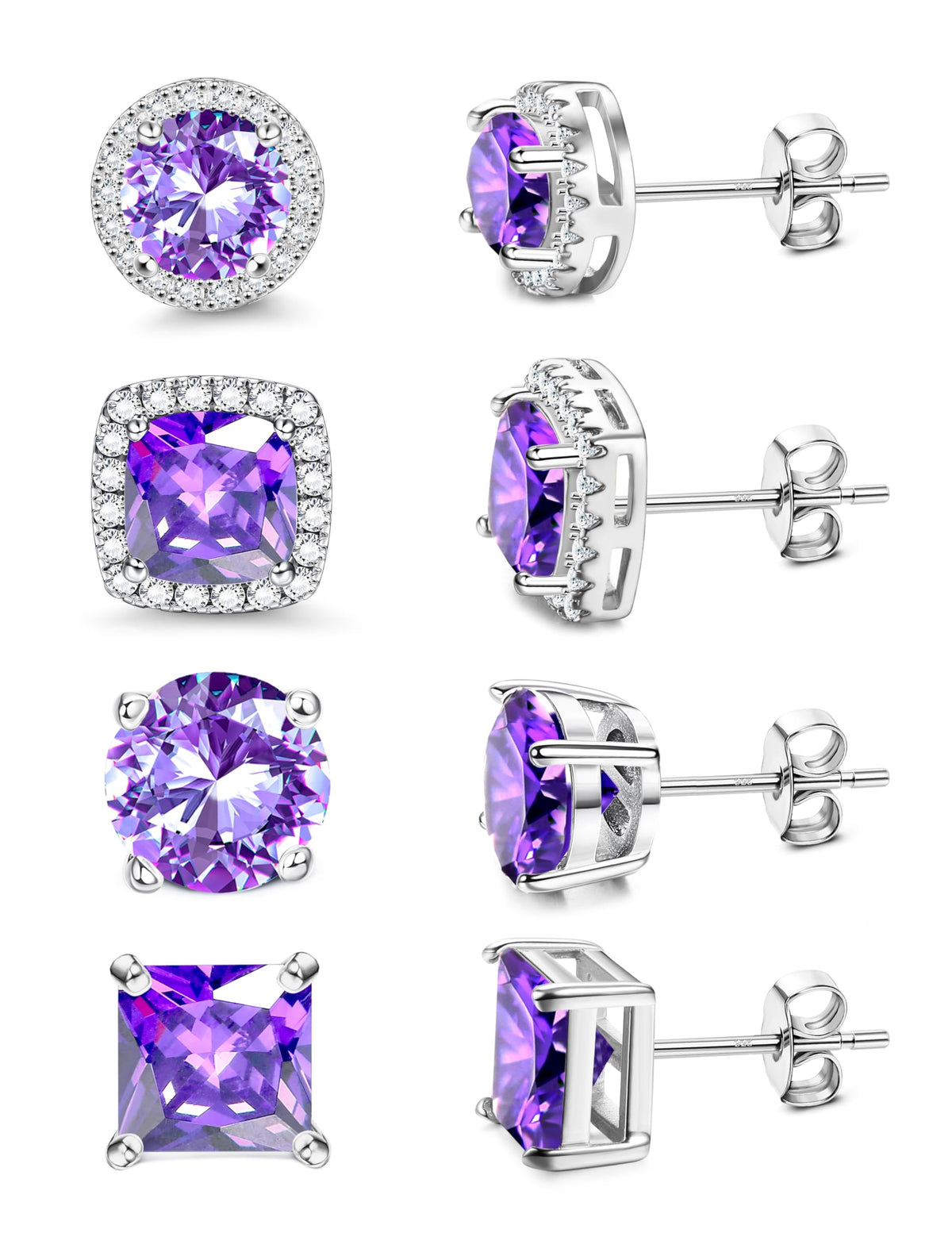 MILACOLATO S925 Sterling Silver Stud Earrings for Women Men Hypoallergenic 18K Gold Plated Cubic Zirconia Earrings Studs Brilliant Simulated Diamond Halo Earring for Sensitive Ears