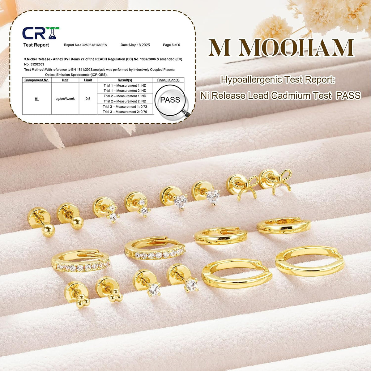 M MOOHAM 9 Pairs Flat Back Earring Stack Set for Women Teen Girls