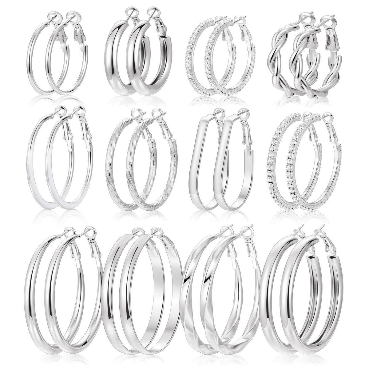 12 Pairs Gold Hoop Earrings Set for Women, Lightweight Hoop Jewelry