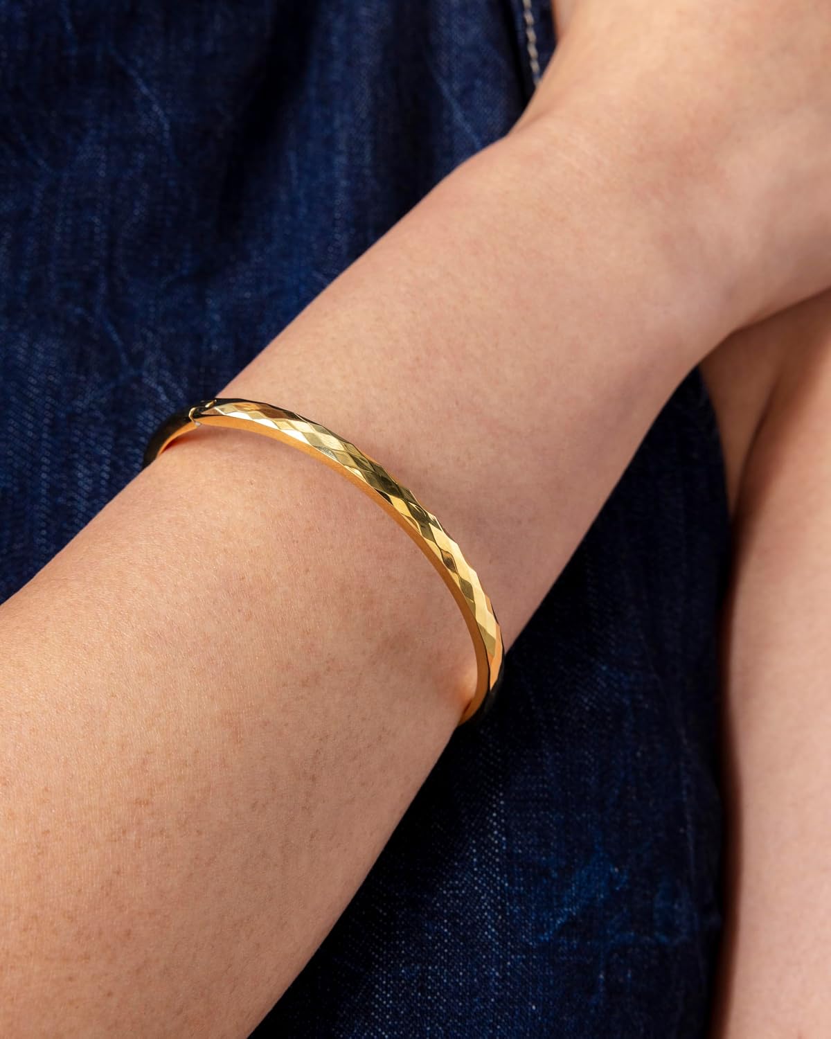 PAVOI Waterproof Bangle Bracelets for Women, 14K Gold Plated Bangle Stack