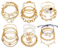 17IF 18-25 PCS(6 Pack) Boho Gold Silver Stackable Bracelets Set for Women