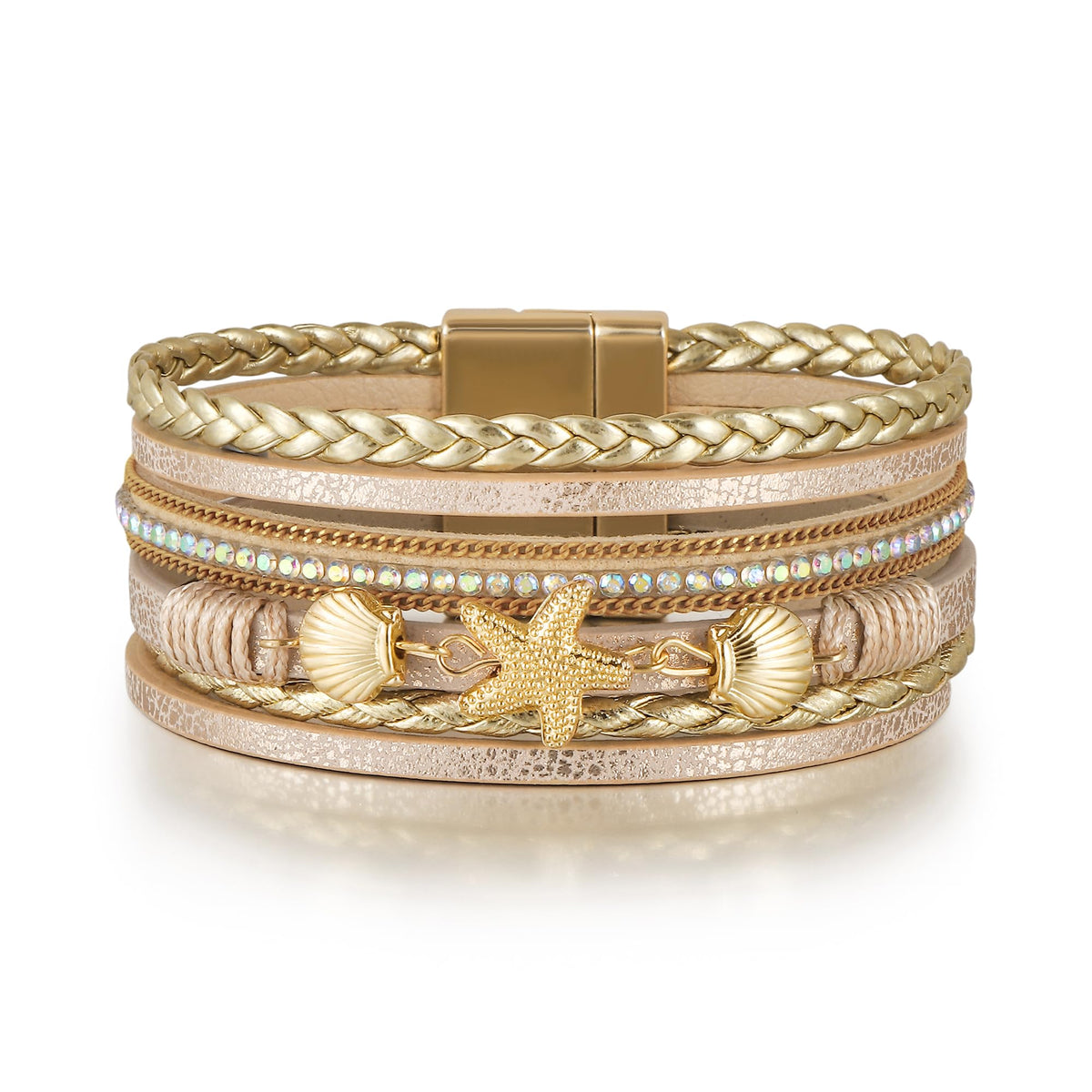 Edoneery Leather Wrap Bracelets for Women, Boho Layered Cuff Bangle