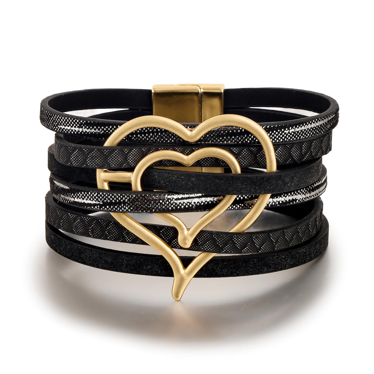 Edoneery Leather Wrap Bracelets for Women, Boho Layered Cuff Bangle