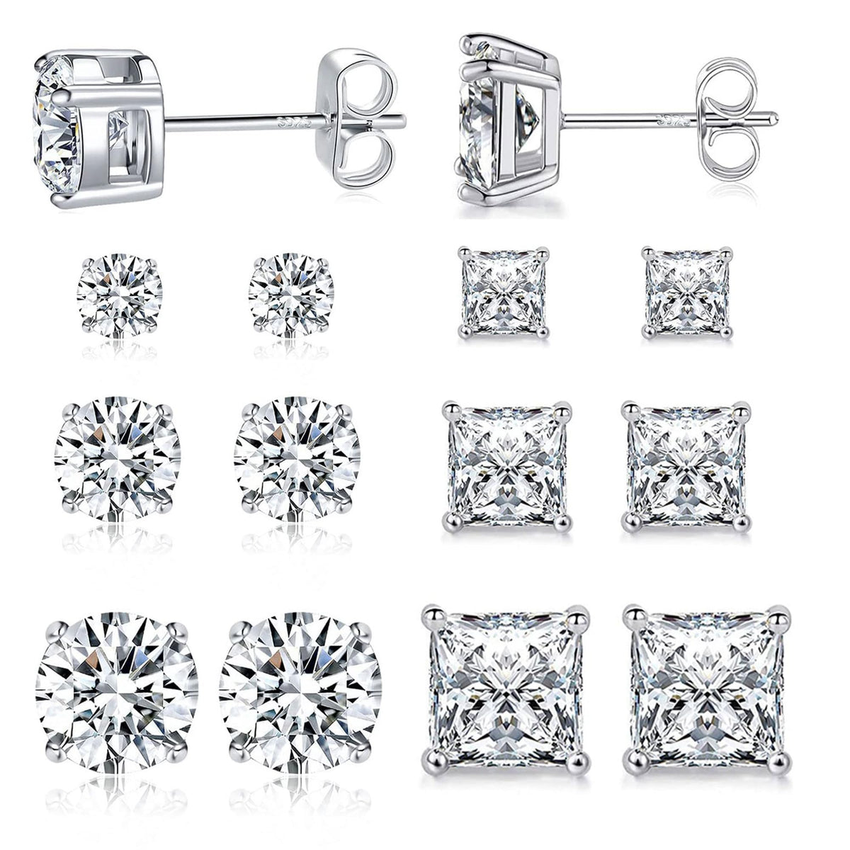 MDFUN 6 Pairs Stud Earrings for Men Women 316L Stainless Steel Earring