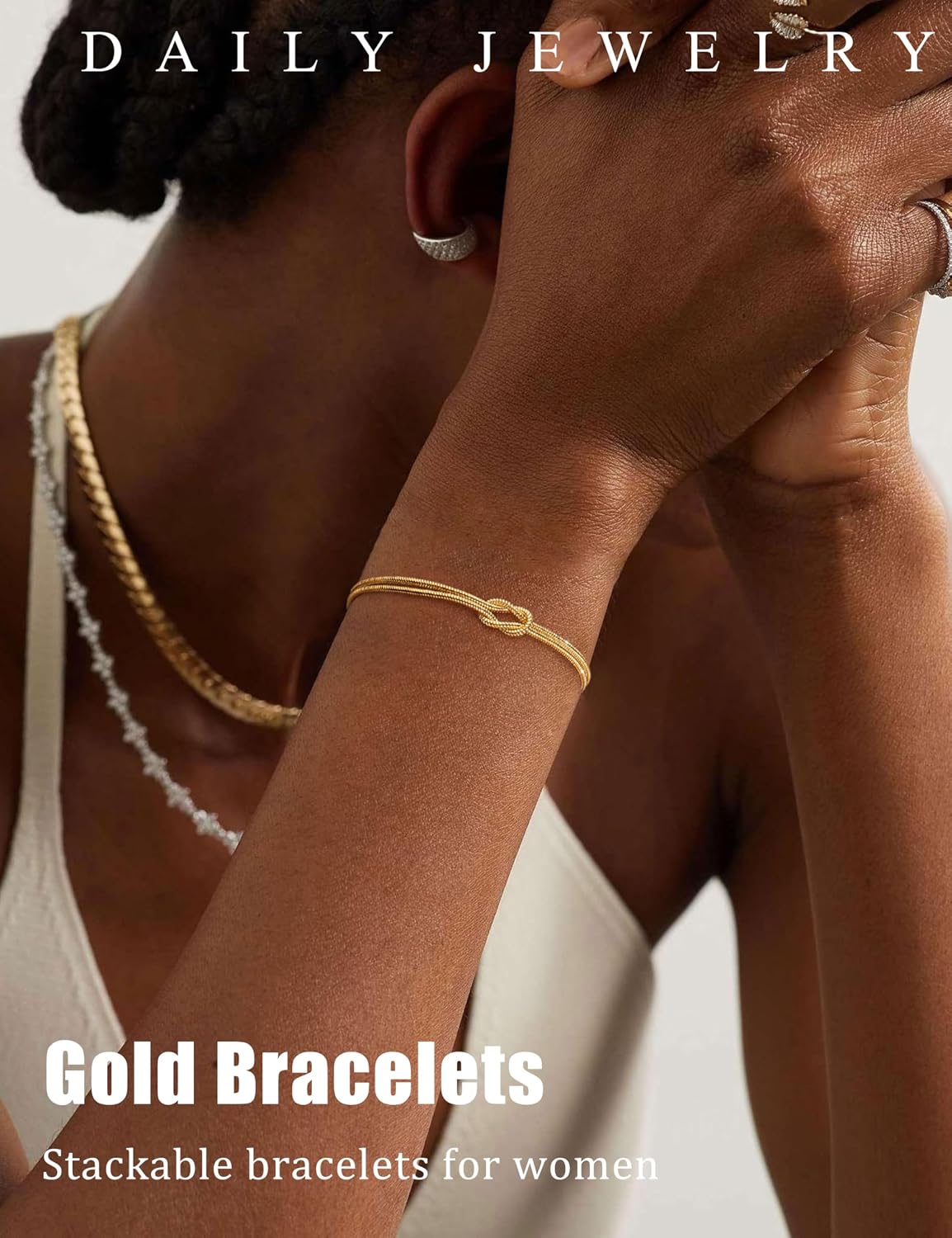 KOHOTA Silver Gold Bracelets for Women Trendy Bracelet Stack Non Tarnish