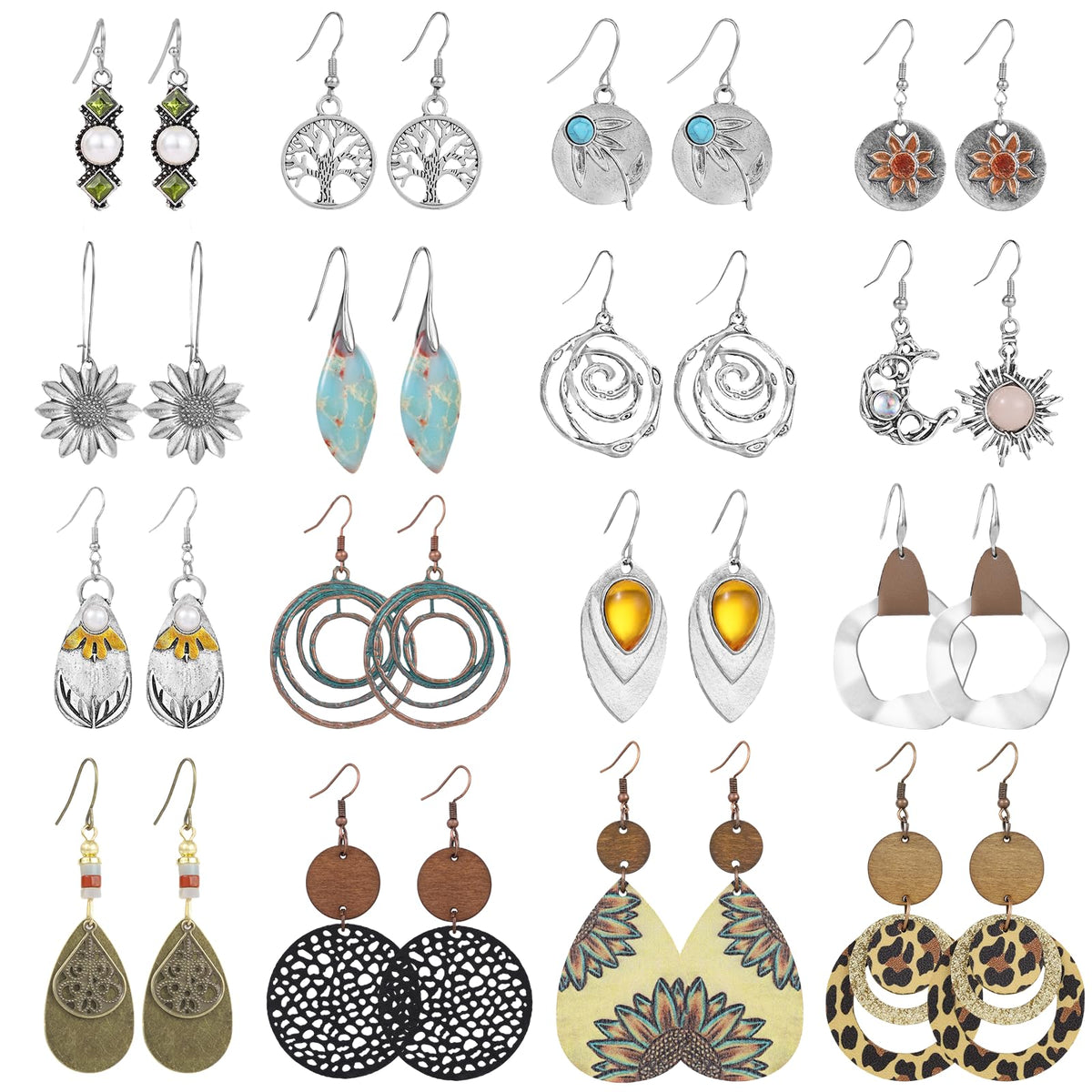 16 Pairs Earrings for Women Trendy, Funtopia Boho Dangle Earrings for Women