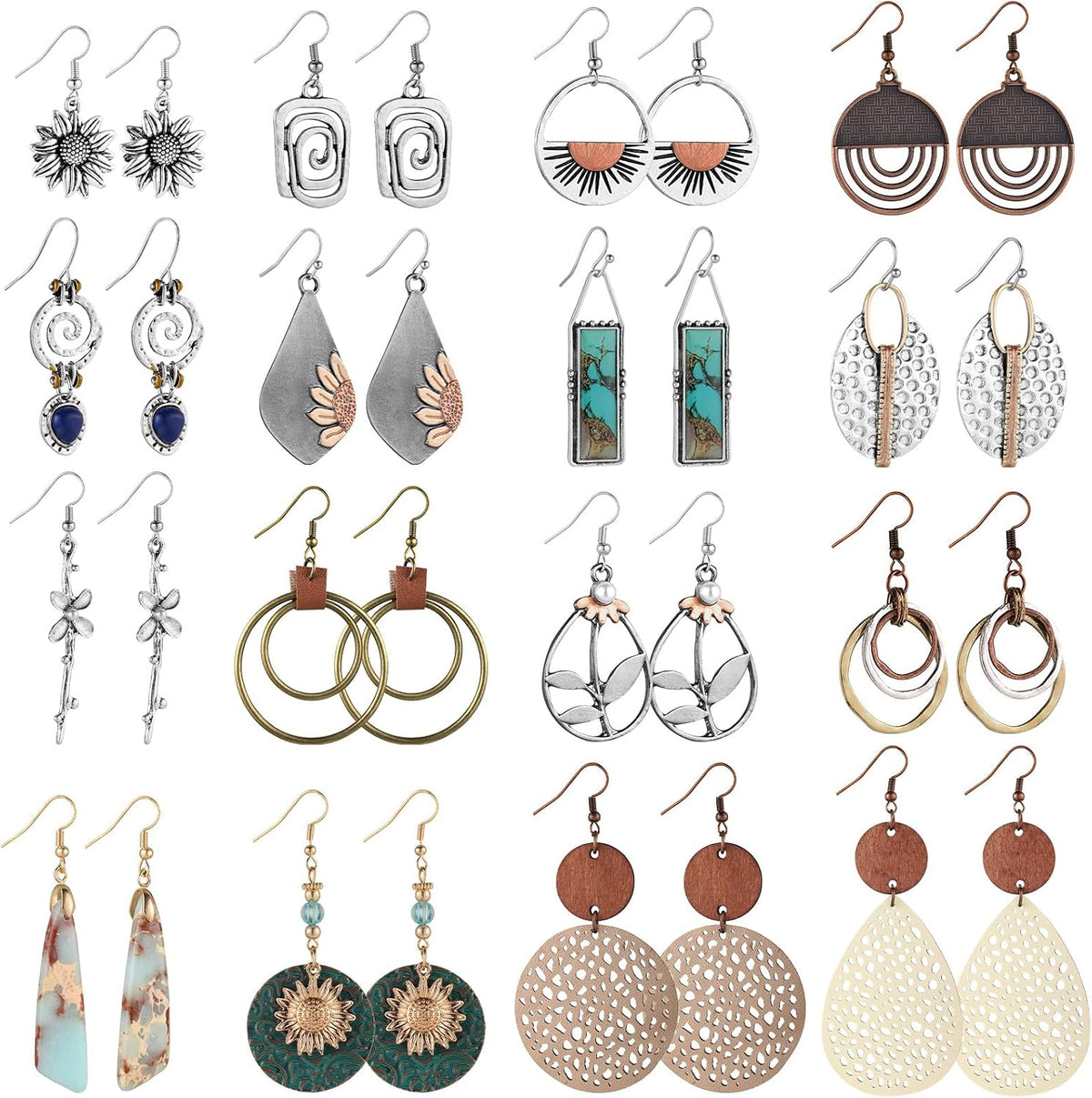 16 Pairs Earrings for Women Trendy, Funtopia Boho Dangle Earrings for Women