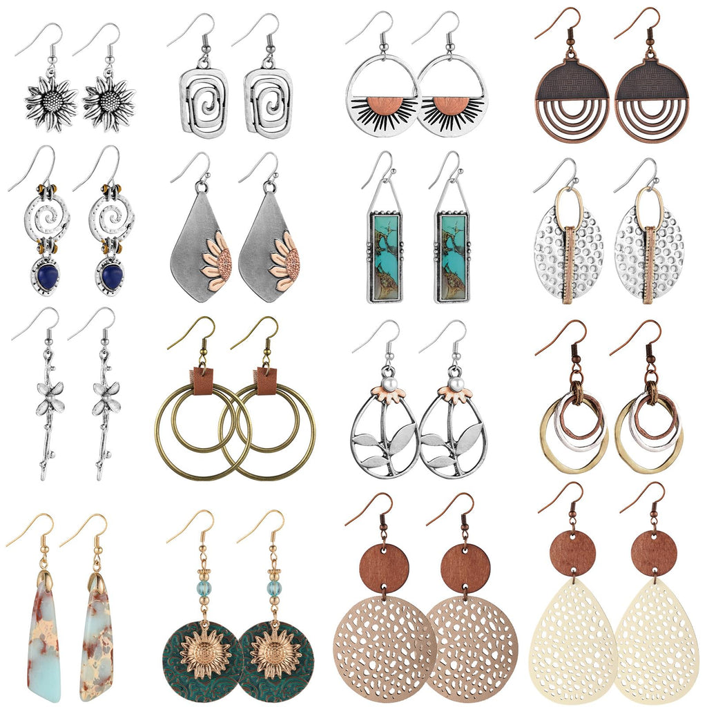 16 Pairs Earrings for Women Trendy, Funtopia Boho Dangle Earrings for Women