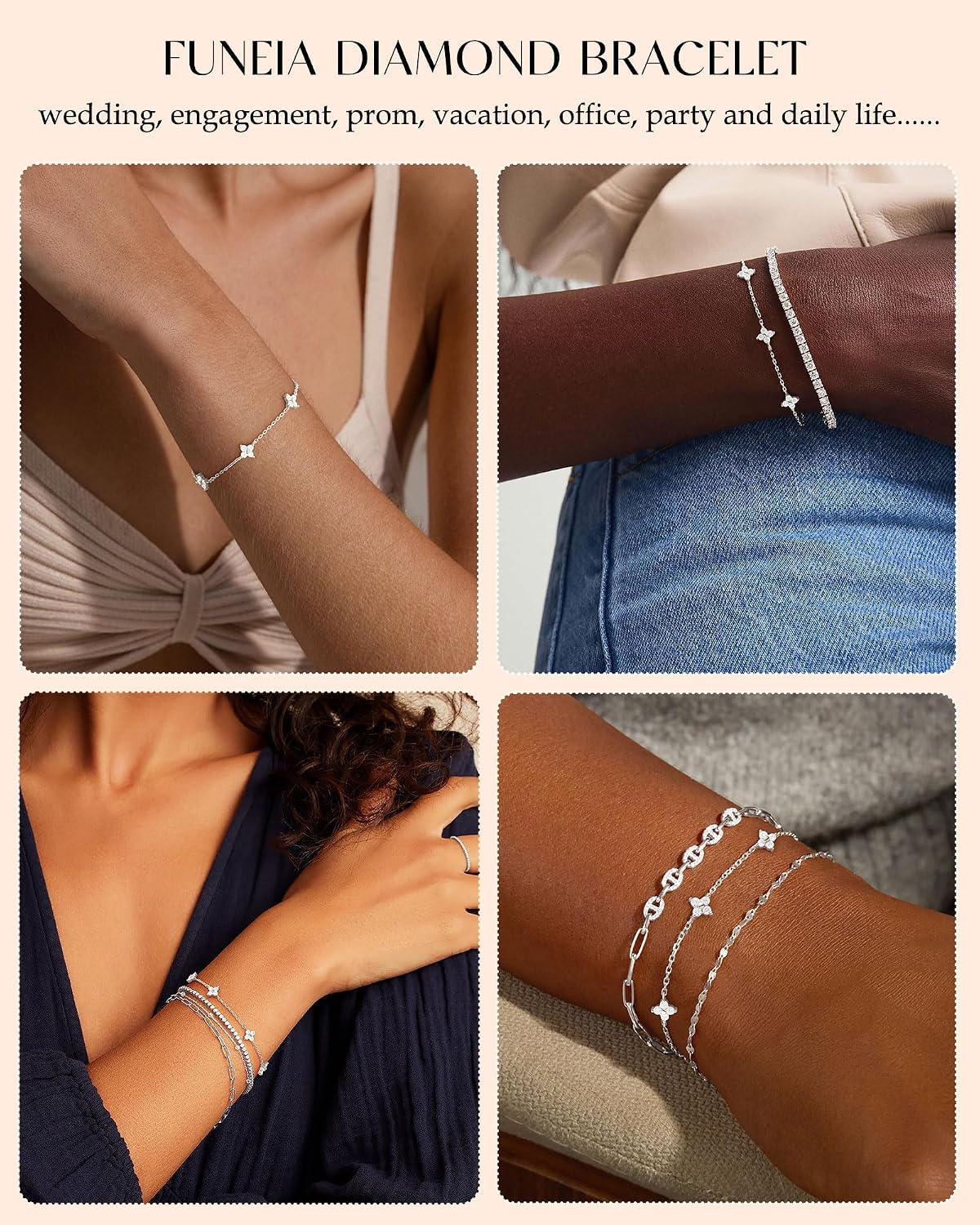 Dainty Silver Gold Bracelets for Women Trendy Non Tarnish Jewelry