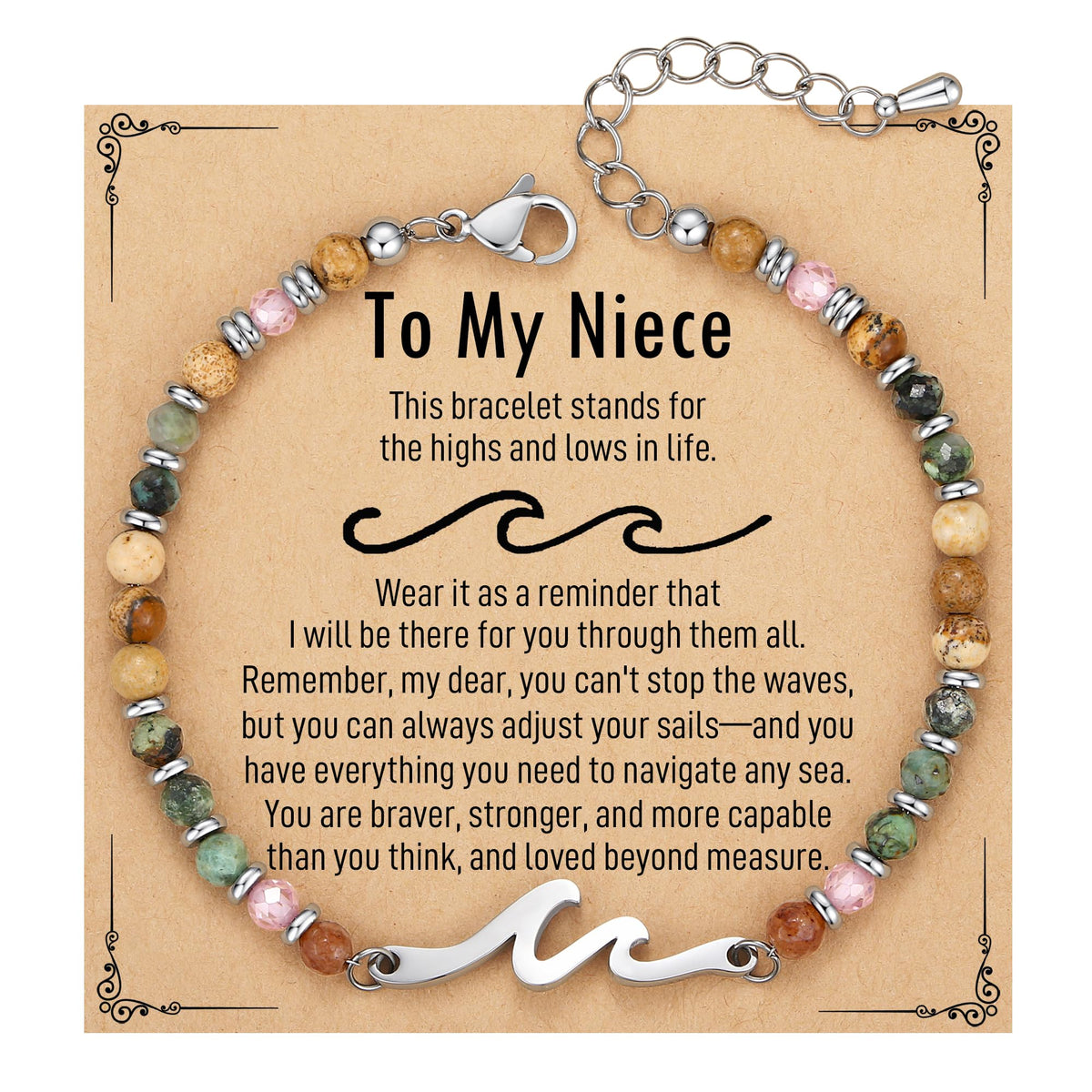 TONY & SANDY Friend Gifts for Women, Unique Birthday Gifts for Women, Sister Gift from Sister, Wave Bracelet, Christmas Stocking Stuffers for Woman Female, Bestie Friendship Bracelets
