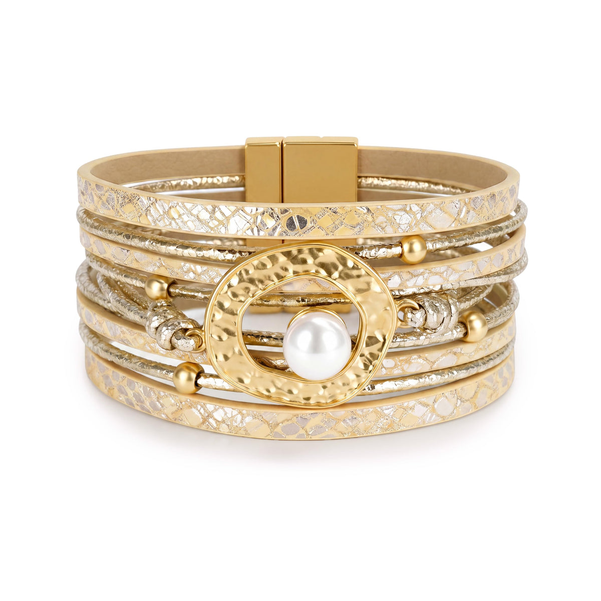 Edoneery Leather Wrap Bracelets for Women, Boho Layered Cuff Bangle