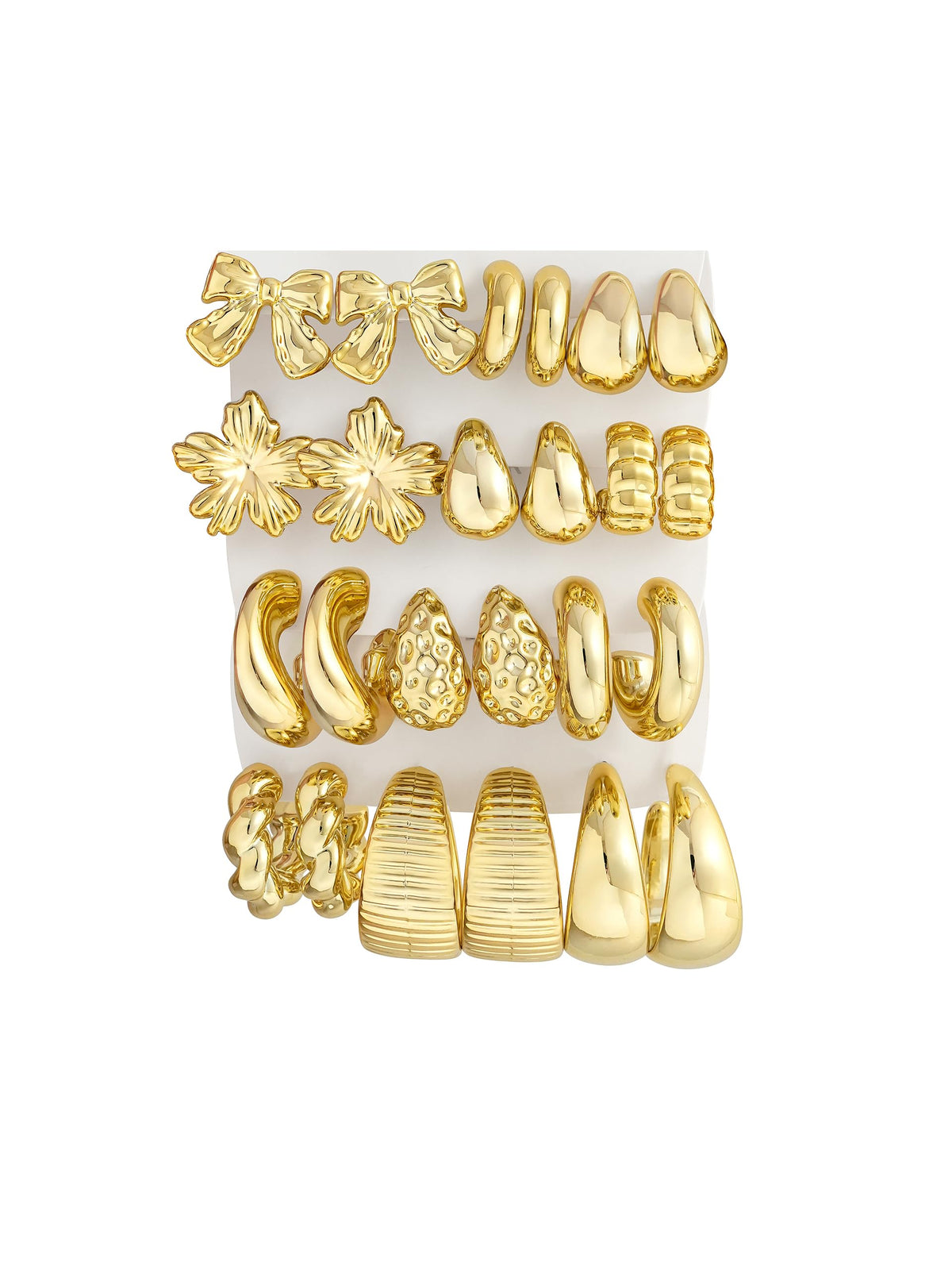 12 Pairs Chunky Silver Hoop Earrings for Women Trendy, Silver Plated Lightweight Thick Open Twisted Stack, Non Tarnish Huggie Hoops Earring Set