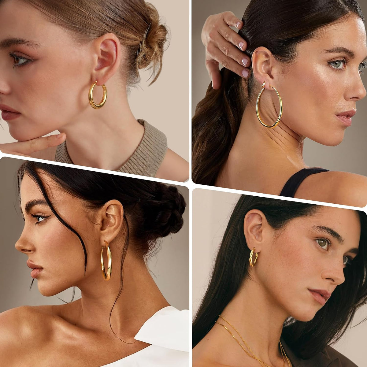 12 Pairs Gold Hoop Earrings Set for Women, Lightweight Hoop Jewelry