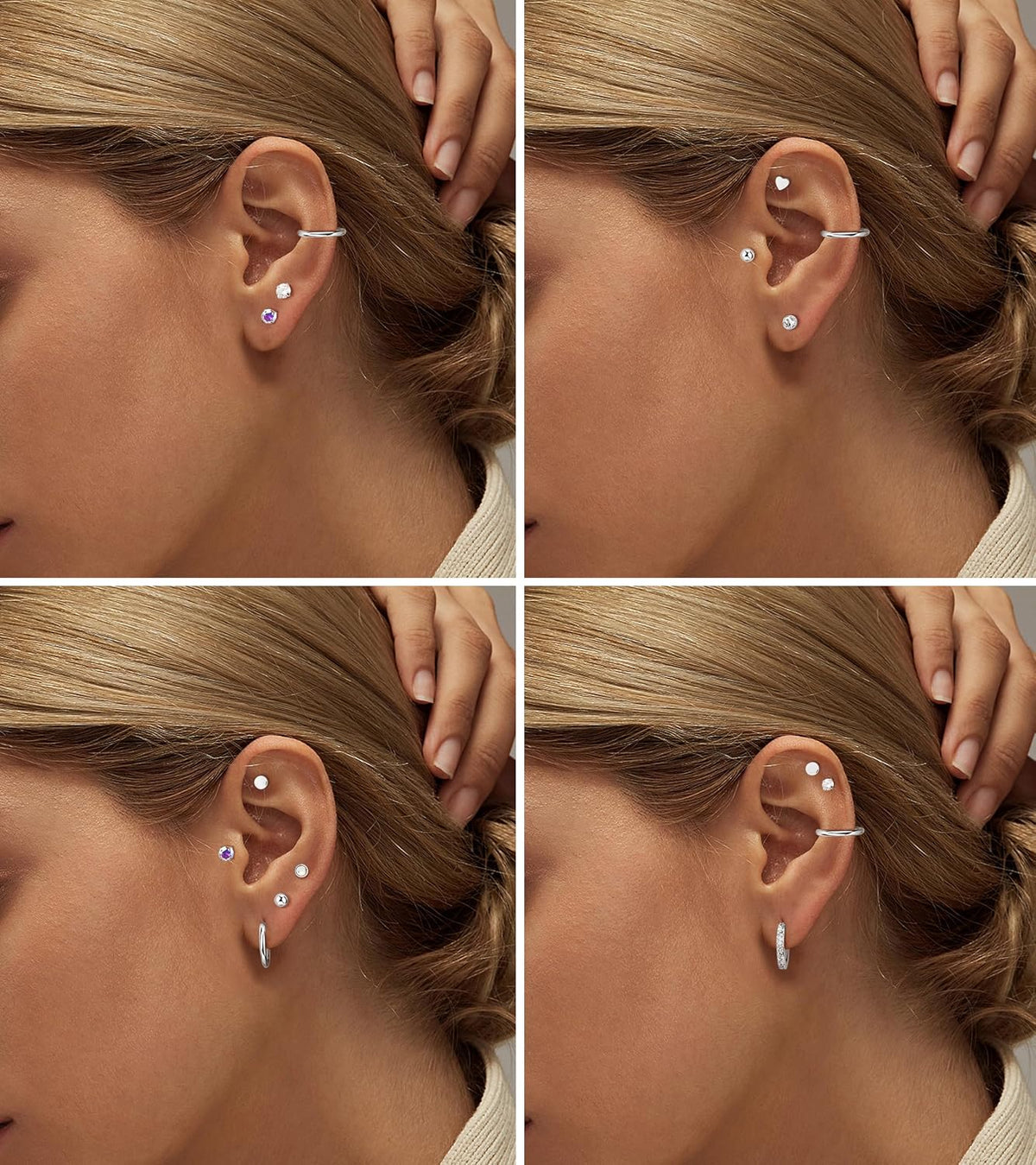 LOLIAS Hypoallergenic Flat Back Stud Earrings for Sensitive Ears Women