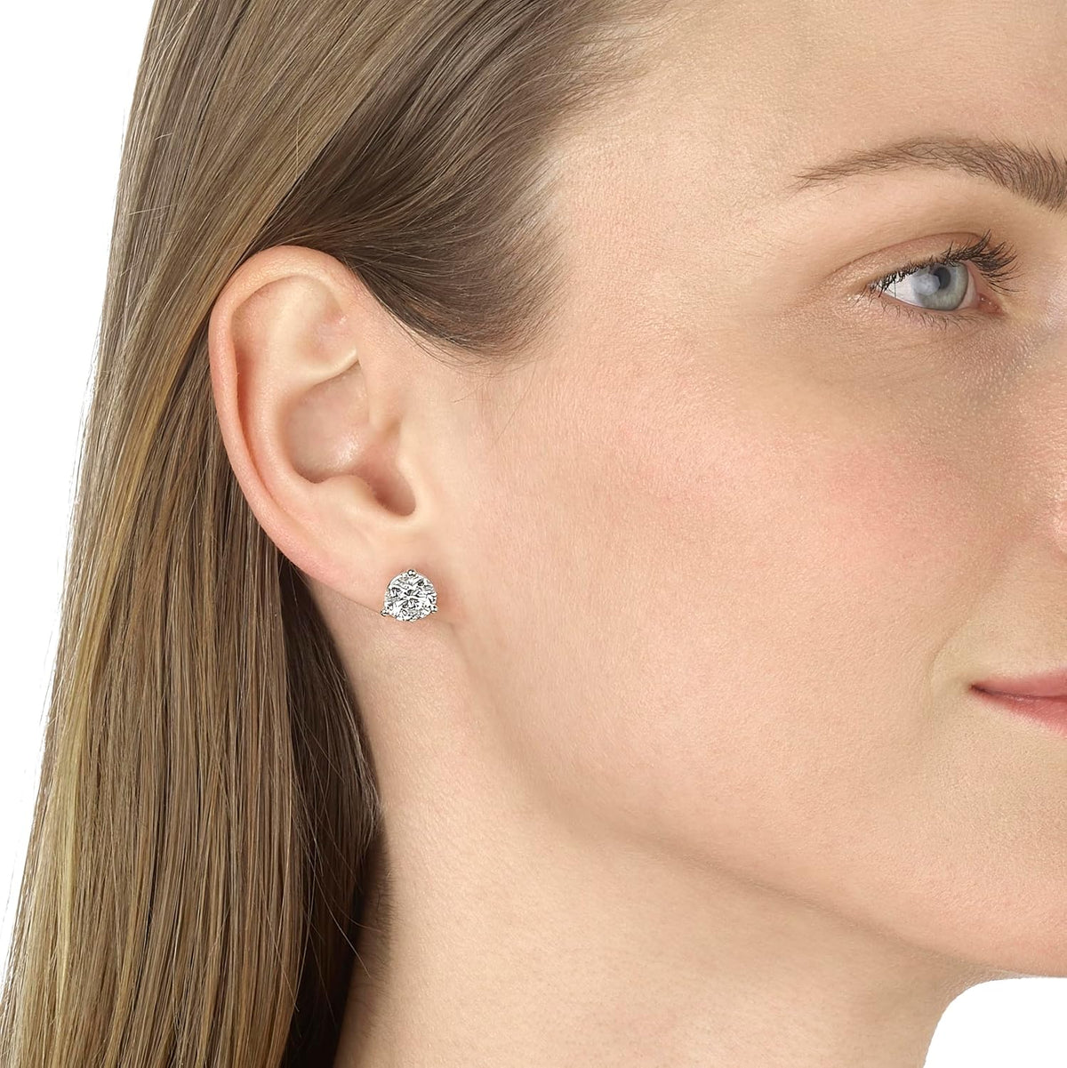 1.5-4.0 Carat Lab Grown Diamond Round Stud Earrings 14K Gold